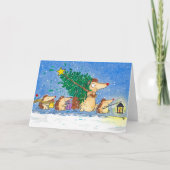 Vrolijk Kerst Hedgehogs wenskaart Kaart (Voorkant)