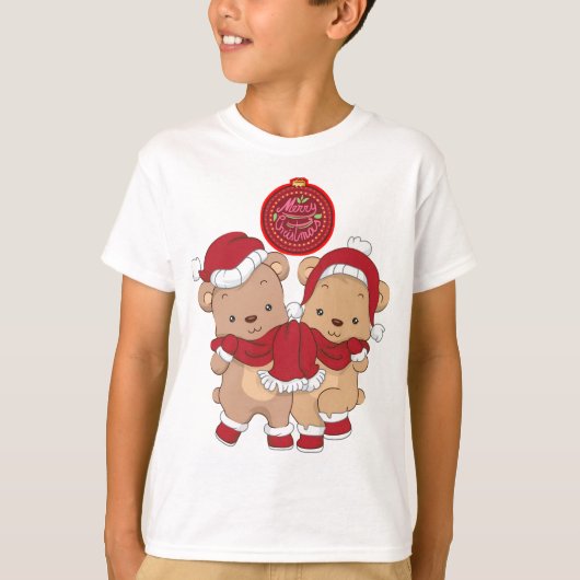 Vrolijk Kerst Kinder Basic T-shirt (Voorkant)