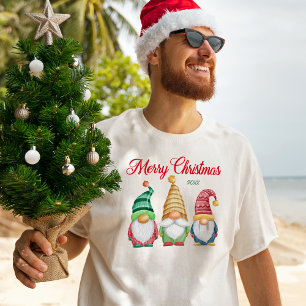 Vrolijk Kerst Kleurrijke Waterverf Tuin Gnomen T-shirt