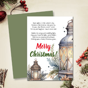 Vrolijk Kerst Lantaarn Gedicht Wenskaart Aankondiging
