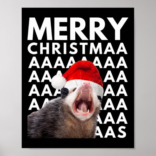 Vrolijk Kerst Opossum Schreeuwen Leuke Mannen Vrou Poster (Voorkant)