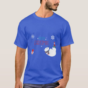 Vrolijk Kerst Polar Beer met Sneeuwvlokken T-shirt