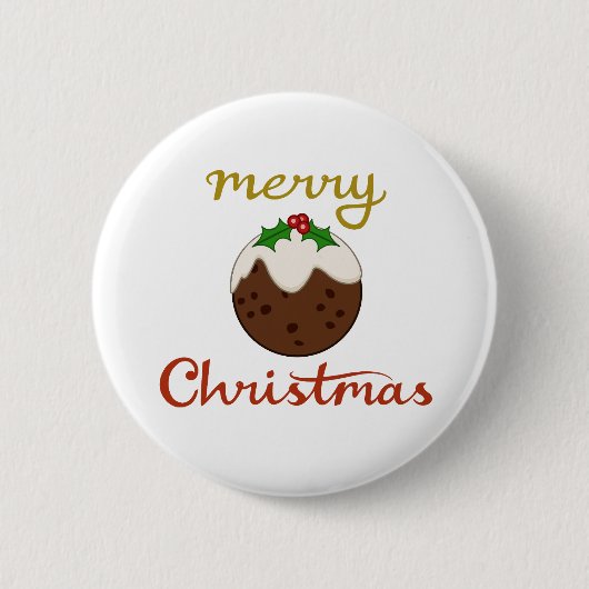 Vrolijk Kerst + Pudding ontwerp Ronde Button 5,7 Cm (Voorkant)
