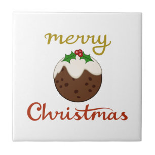 Vrolijk Kerst + Pudding ontwerp Tegeltje
