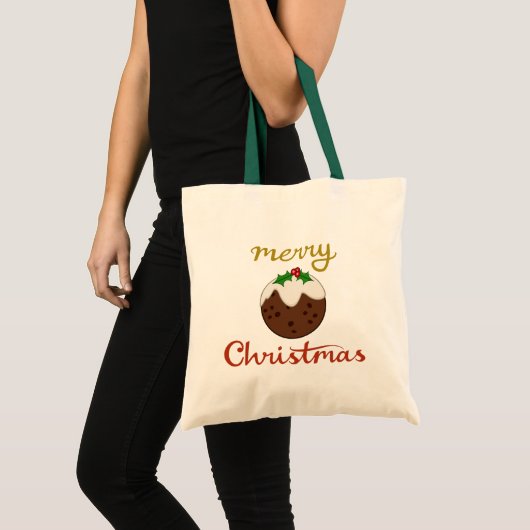 Vrolijk Kerst + Pudding ontwerp Tote Bag (Voorkant (product))