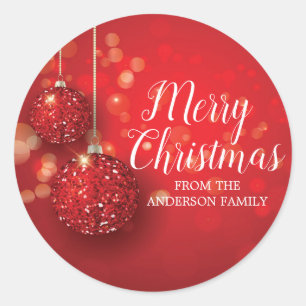 Vrolijk Kerst Rood Ornament Sticker