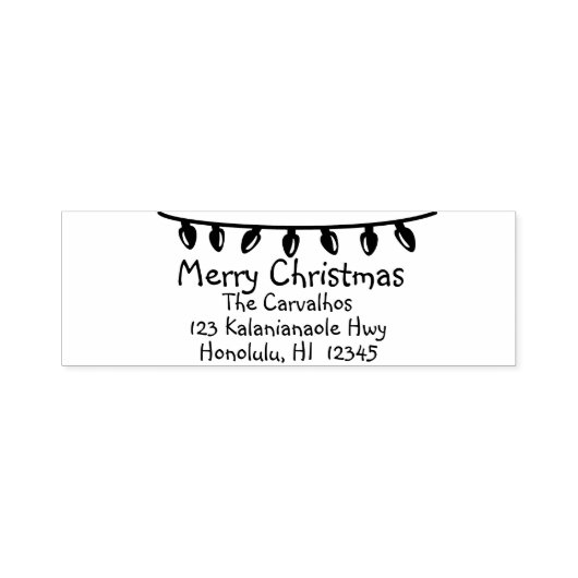 Vrolijk Kerst Rubber Stempel Retouradres Lights (Design)