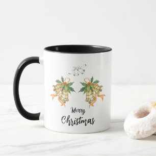 Vrolijk Kerst Schattige Groen Sinaasappel Bells Mok