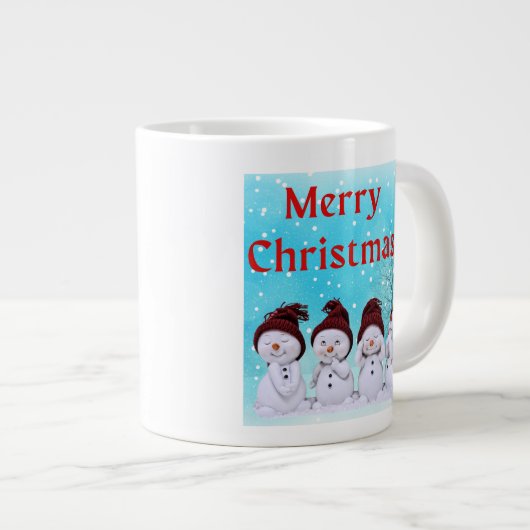 Vrolijk Kerst Schattige Kleine Sneeuwmannen Schatt Extra Grote Beker (Voorkant rechts)