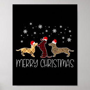 Vrolijk Kerst Schattige Plaid Leopard Doxie Dog X- Poster
