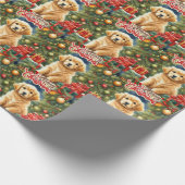 Vrolijk Kerst Schattige Puppy en Kerstboom Cadeaupapier (Hoek)