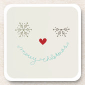 Vrolijk Kerst Schattige Sneeuwvlok Funny Face Vaka Bier Onderzetter (Voorkant)