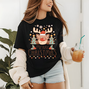 Vrolijk Kerst Schattige Whimsical Feestelijk Rendi Tri-Blend Shirt
