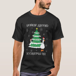 Vrolijk Kerst Schattigee ganzen toeteren rond Xmas T-shirt