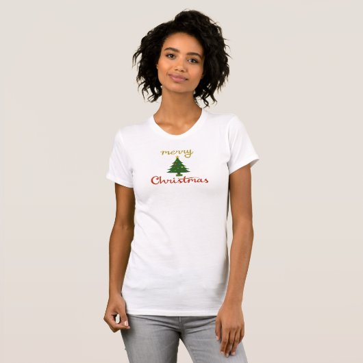Vrolijk Kerst+Tree ontwerp T-shirt (Voorkant volledig)