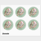 Vrolijk Kerst Tropische Bloem Ronde Sticker (Vel)