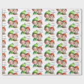 Vrolijk Kerst Waterverf Elfen Cadeaupapier (Vlak)