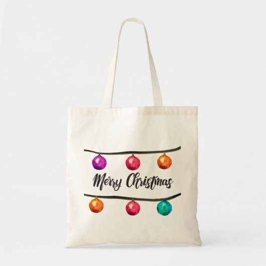 Vrolijk Kerst Waterverf Ornament Ballen Tote Bag (Voorkant)