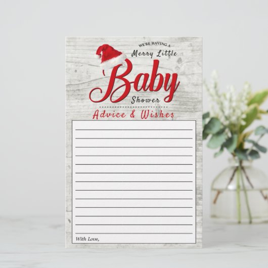 Vrolijk kerstadvies met Baby shower en wensen (Staand voorkant)