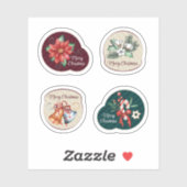 Vrolijk kerstbadge collectie sticker (Vel)