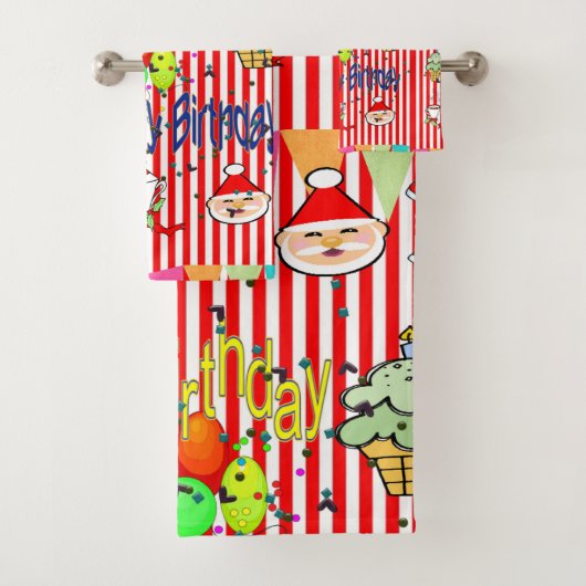 Vrolijk kerstbadlaken sets, Happy Birthday Bad Handdoek (Insitu)