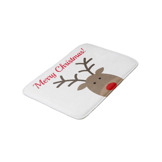 Vrolijk kerstbadmat met schattige Rudolf-rendiervi Badmat (Gekanteld)
