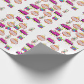 Vrolijk kerstbalkpapier Roze auto-omslagpapier Cadeaupapier (Hoek)