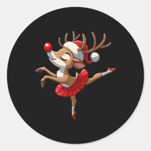 Vrolijk kerstballet rendieren dansen ballet thee ronde sticker