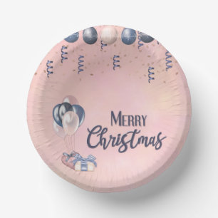 Vrolijk kerstbericht Baubles, cadeautjes en ballon Papieren Kommen