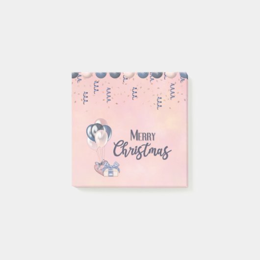 Vrolijk kerstbericht Baubles, cadeautjes en ballon Post-it® Notes (Voorkant)
