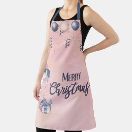 Vrolijk kerstbericht Baubles, cadeautjes en ballon Schort