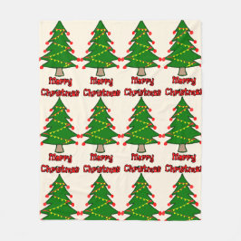 Vrolijk kerstbericht met kerstboom fleece deken