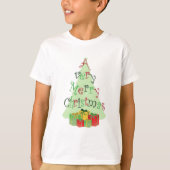Vrolijk kerstbericht met structuur en cadeautjes T T-shirt (Voorkant)