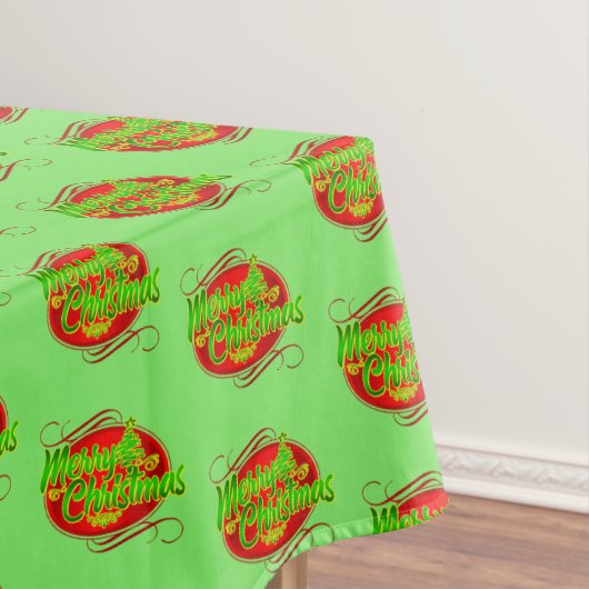 Vrolijk kerstbericht Typografie Red Green & Tree Tafelkleed (Voorbeeld)