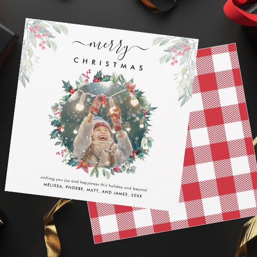 Vrolijk kerstbessen foto notitiekaartje