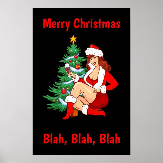 Vrolijk kerstbla, bla, bla - grappig kerstfeest poster (Voorkant)