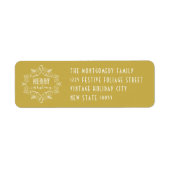 Vrolijk kerstblad Art Deco vakantieadres Etiket (Voorkant)