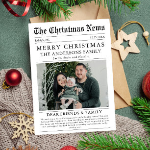 Vrolijk Kerstblad Familiefoto Feestdagenkaart