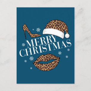 Vrolijk kerstblad voor dames briefkaart