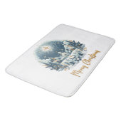 Vrolijk kerstblauw en goud badmat (Gekanteld)