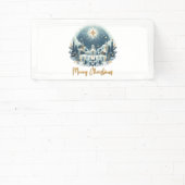 Vrolijk kerstblauw en goud spandoek (Insitu)