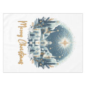 Vrolijk kerstblauw en goud tafelkleed (Voorkant (Horizontaal))