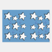Vrolijk kerstblauw en witte sterren inpakpapier vel (Voorkant 2)