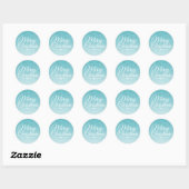 Vrolijk kerstblauw glitter ombre Envelope Seal Ronde Sticker (Vel)