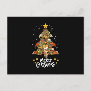 Vrolijk kerstboeken met kerstboomverlichting lezen briefkaart
