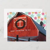 Vrolijk kerstBoerderij Barn Briefkaart (Voorkant / Achterkant)
