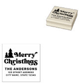 Vrolijk kerstbomen modern retour adres 	rubberstempel (Gestempeld)