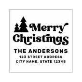 Vrolijk kerstbomen modern retour adres 	rubberstempel (Afrduk)