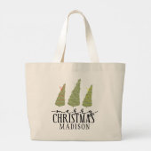 Vrolijk kerstbomen Moderne Feestdagen van het Manu Grote Tote Bag (Achterkant)