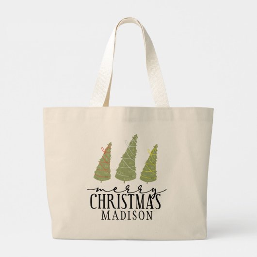Vrolijk kerstbomen Moderne Feestdagen van het Manu Grote Tote Bag (Achterkant)